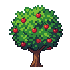 apple tree, red fruit, cozy farm
