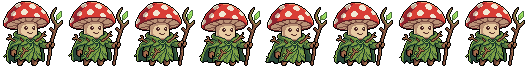 AI-generated pixel art character sprite with idle animation frames